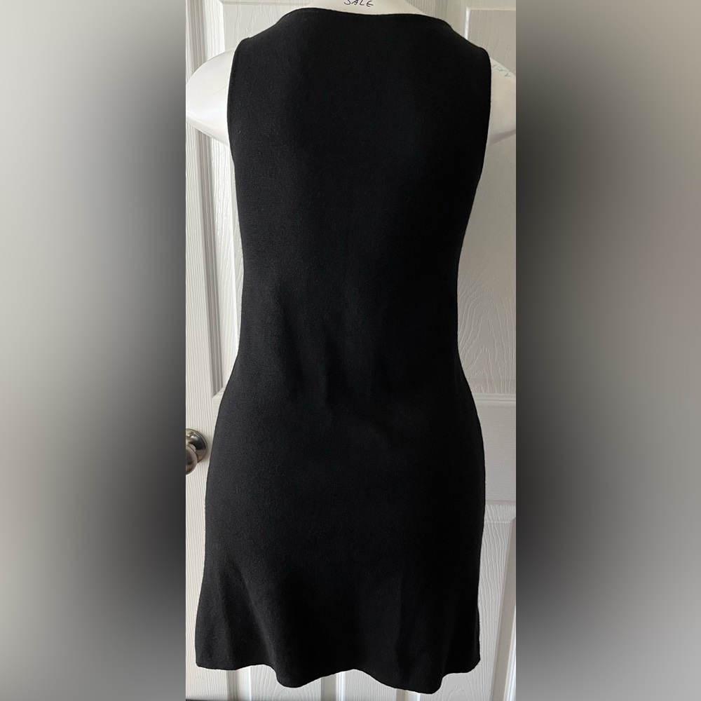 Henri Bendel 100% Extrafine Merino Wool Black Mini Dress size Small - Picture 2 of 4